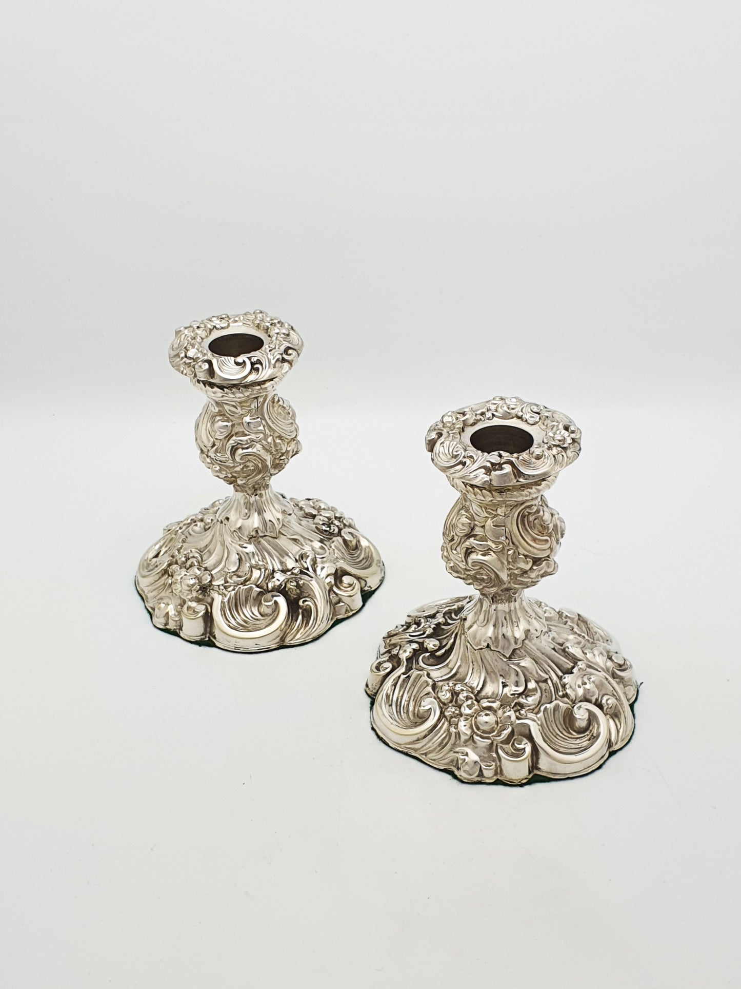 Pair of Antique Mappin Brothers Silver Plated Rococo Candlesticks – circa 1870