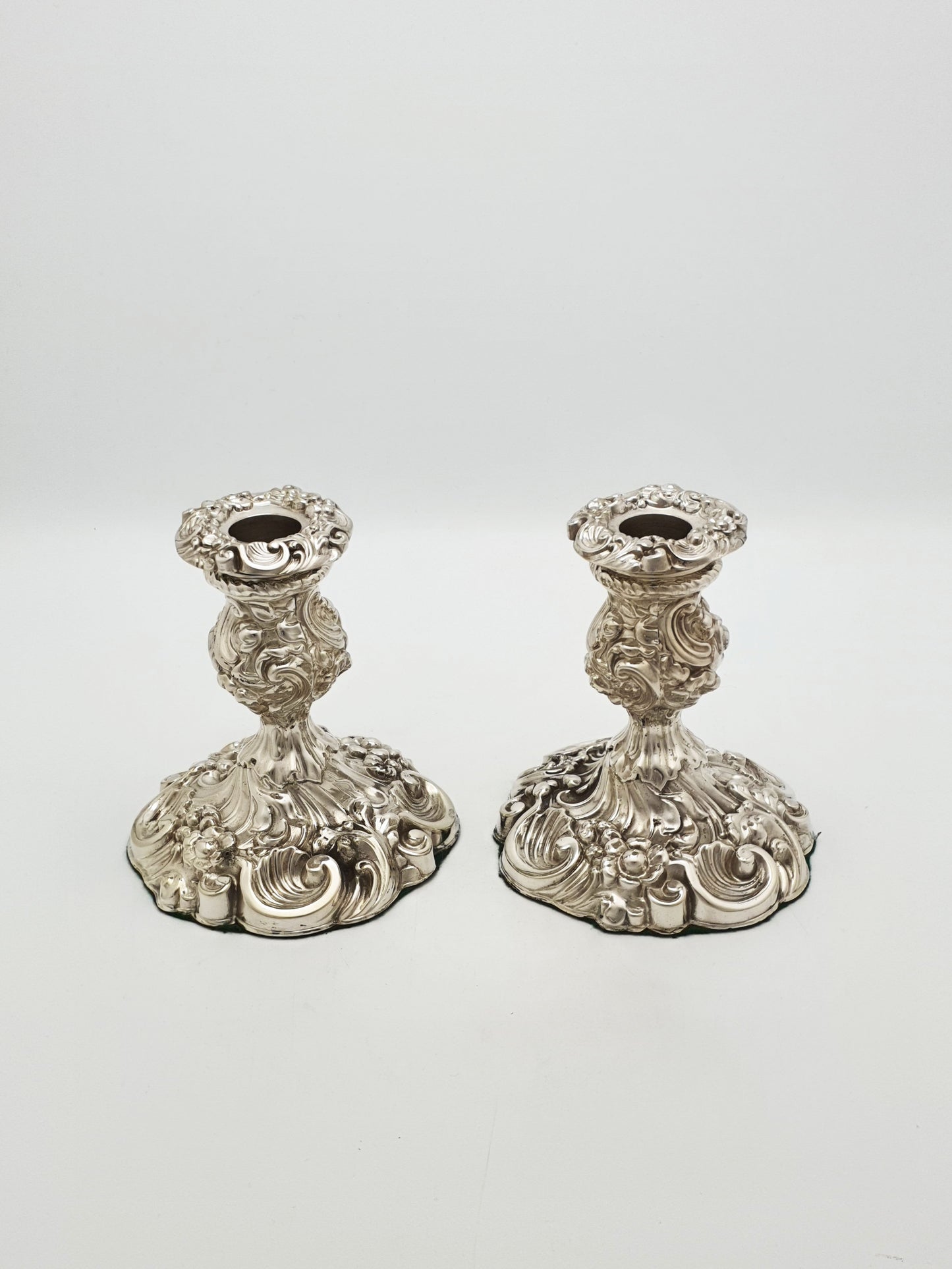 Pair of Antique Mappin Brothers Silver Plated Rococo Candlesticks – circa 1870