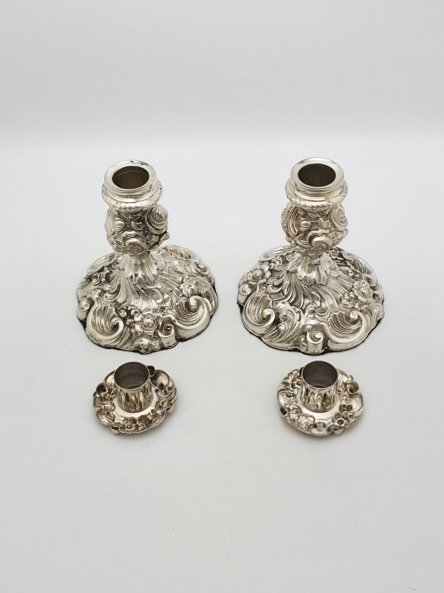 Pair of Antique Mappin Brothers Silver Plated Rococo Candlesticks – circa 1870