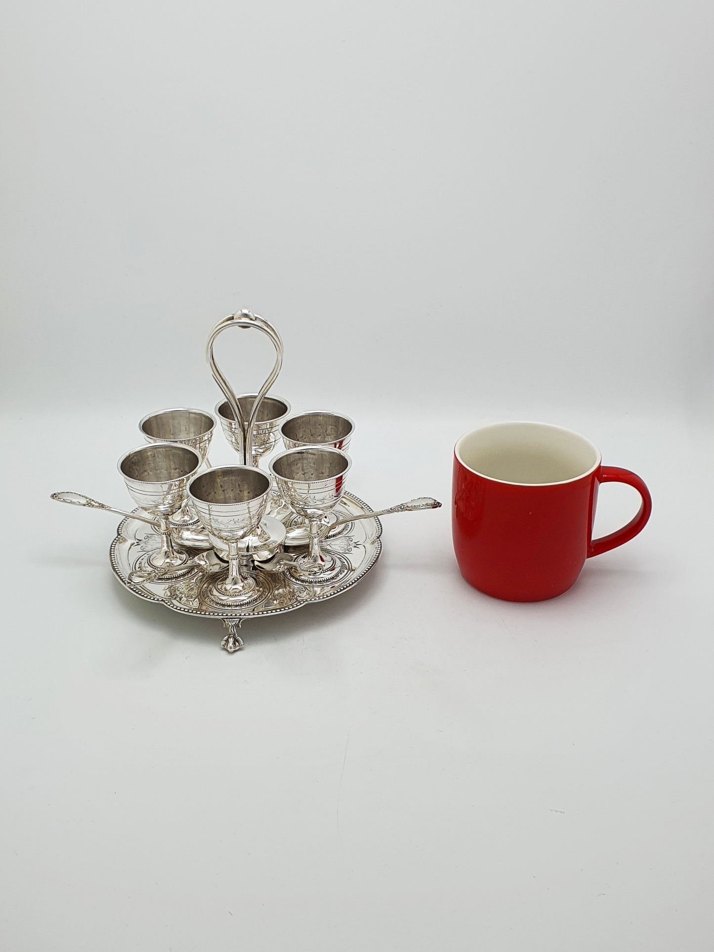 Antique Victorian Silver Plated Egg Cruet Set For Six – circa 1880
