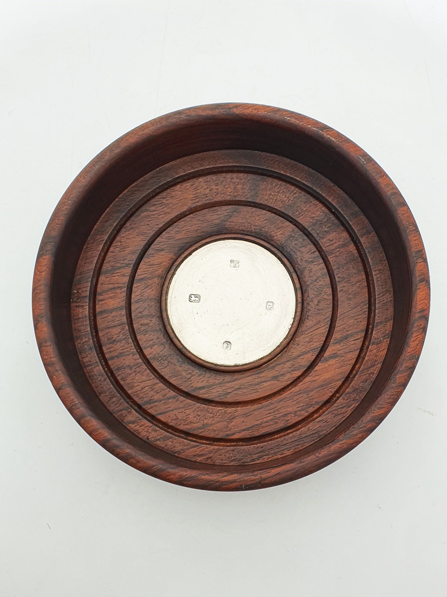 Vintage Sterling Silver And Mahogany Wine Bottle Coaster – London, 1980