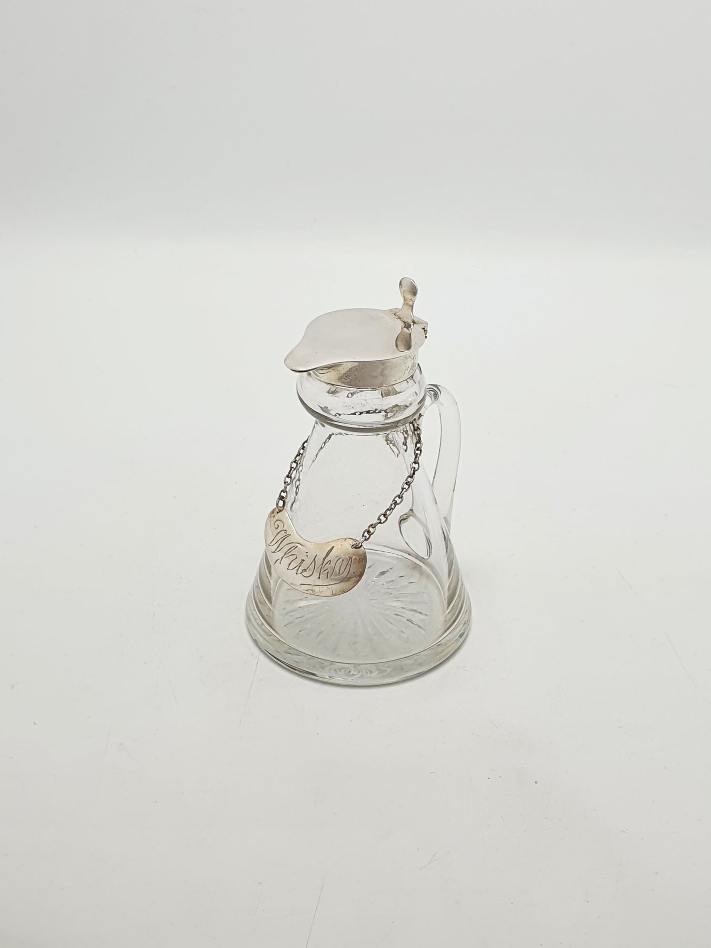 Vintage Sterling Silver Mounted Glass Whisky Noggin With Label - 1935