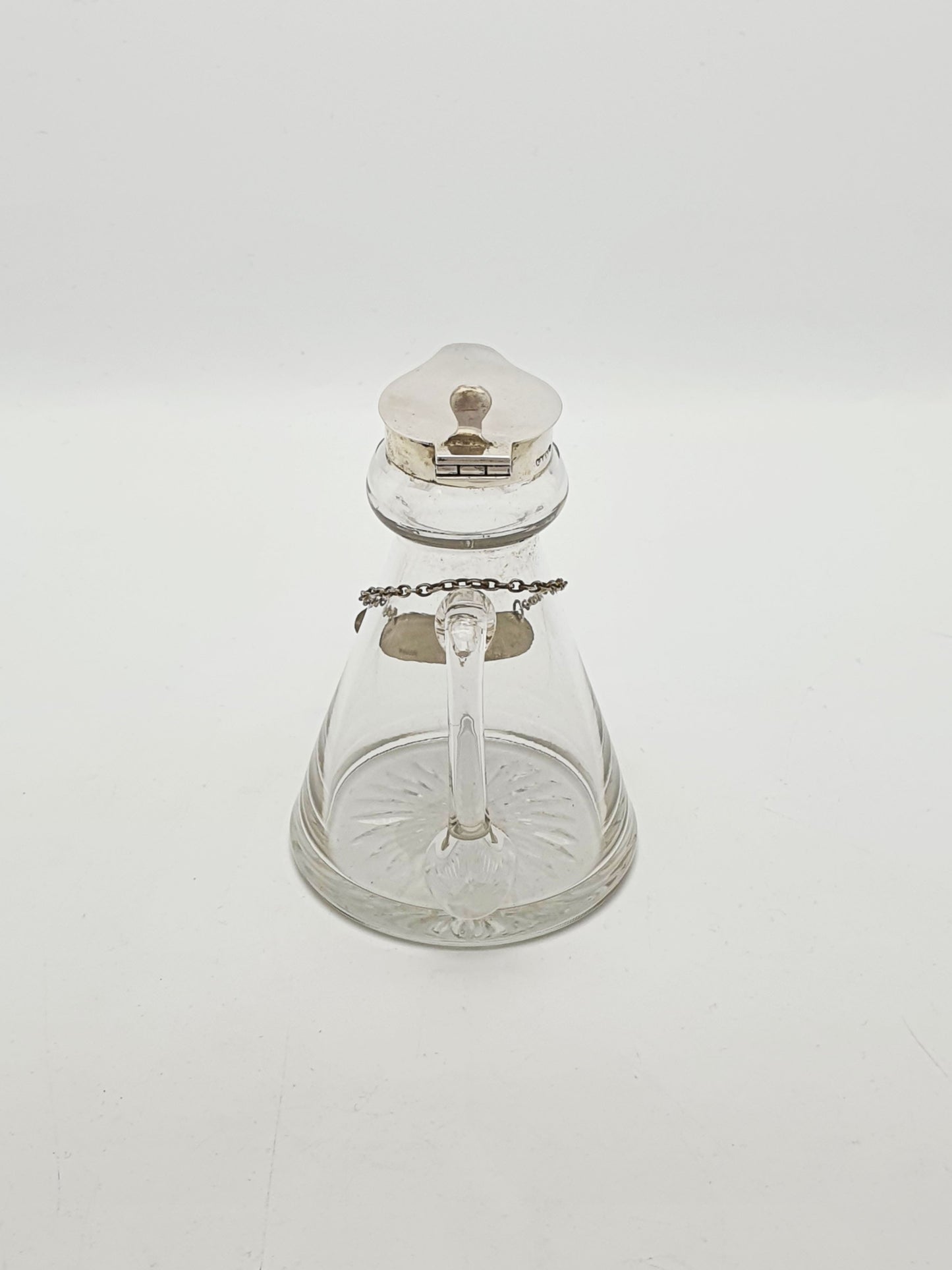 Vintage Sterling Silver Mounted Glass Whisky Noggin With Label - 1935