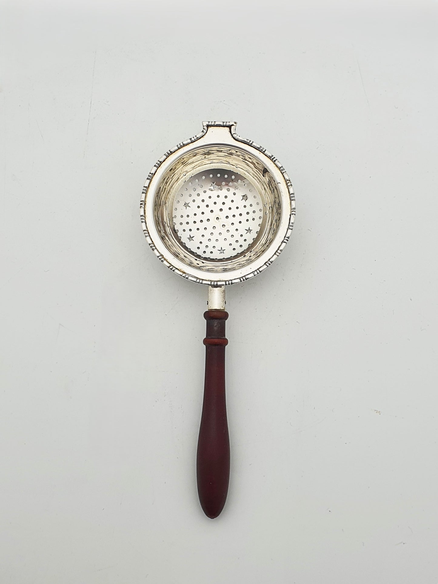 Vintage Sterling Silver Jubilee Tea Strainer With Wooden Handle - 1935