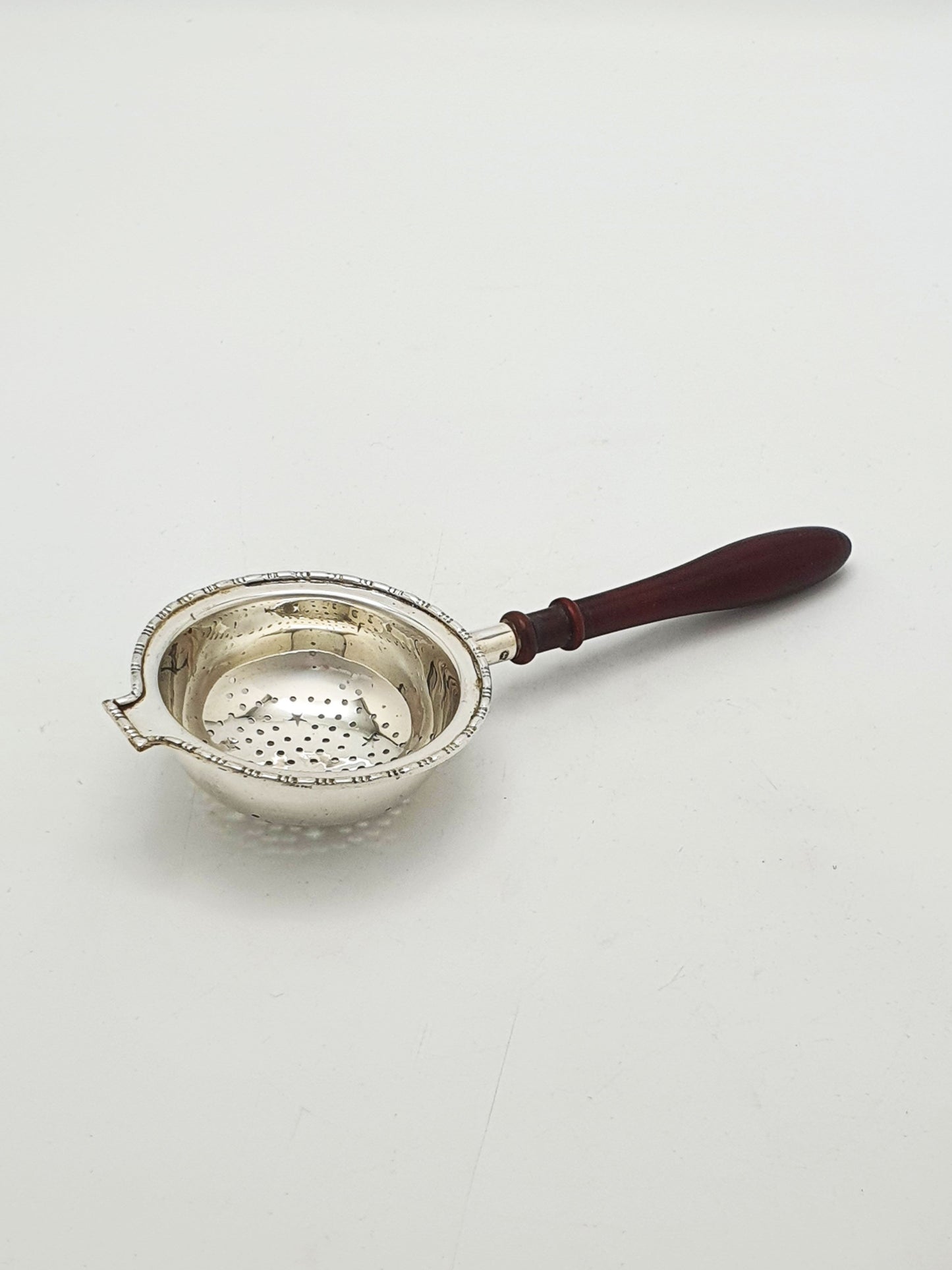 Vintage Sterling Silver Jubilee Tea Strainer With Wooden Handle - 1935