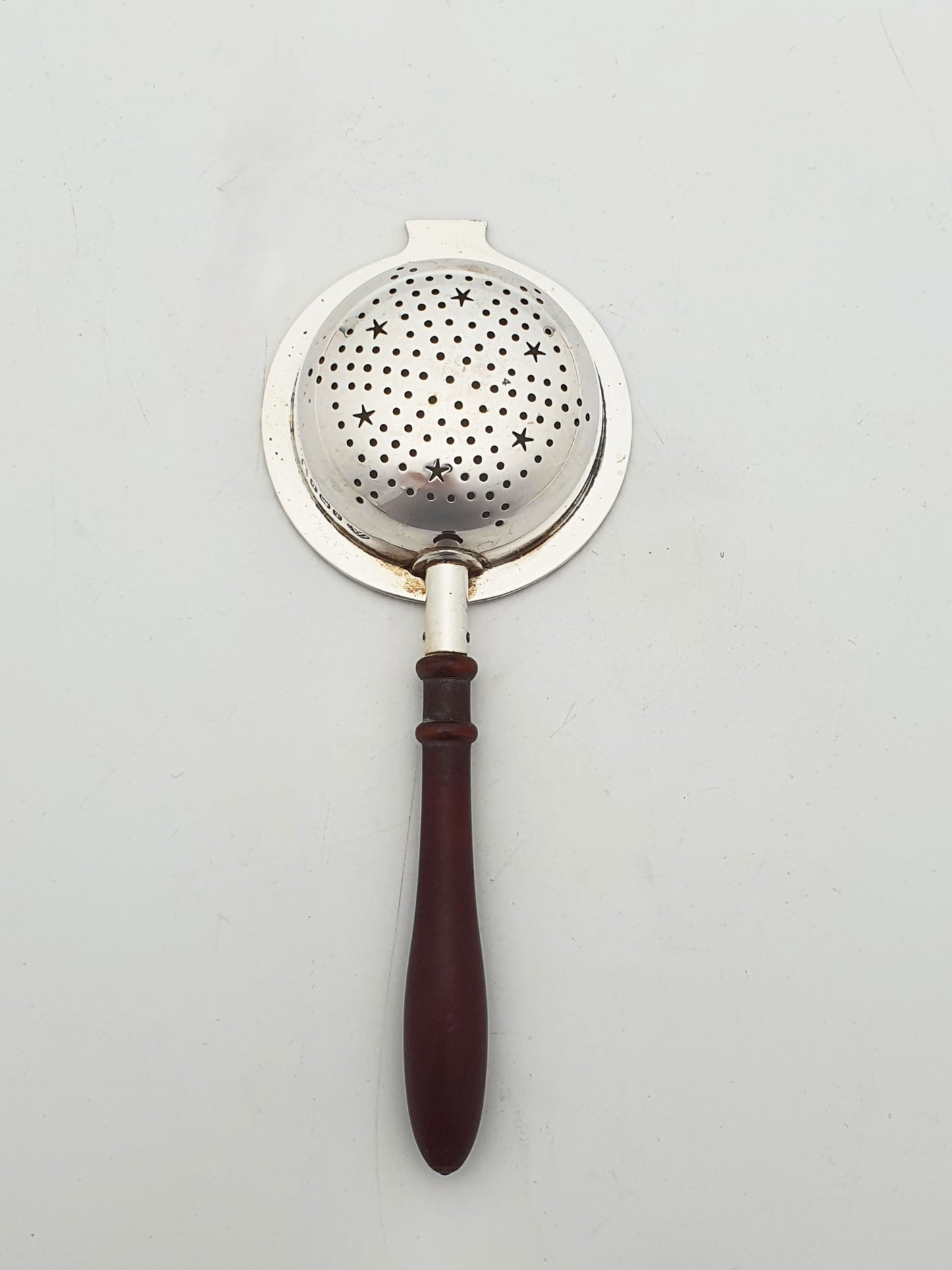 Vintage Sterling Silver Jubilee Tea Strainer With Wooden Handle - 1935