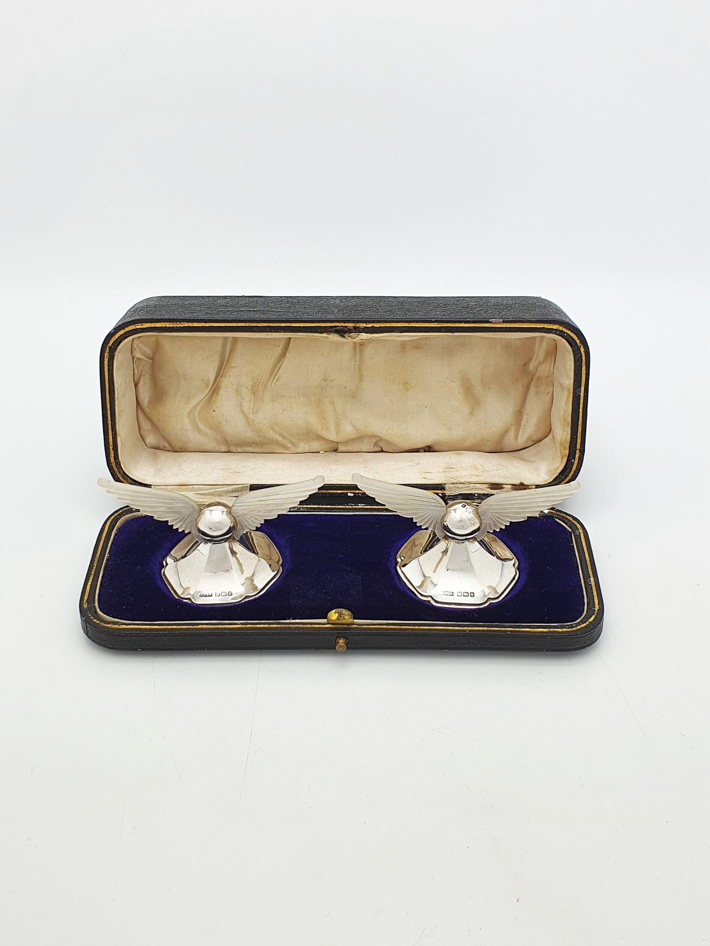 Fabulous Antique Sterling Silver And Mother Of Pearl Winged Knife Rests - 1913