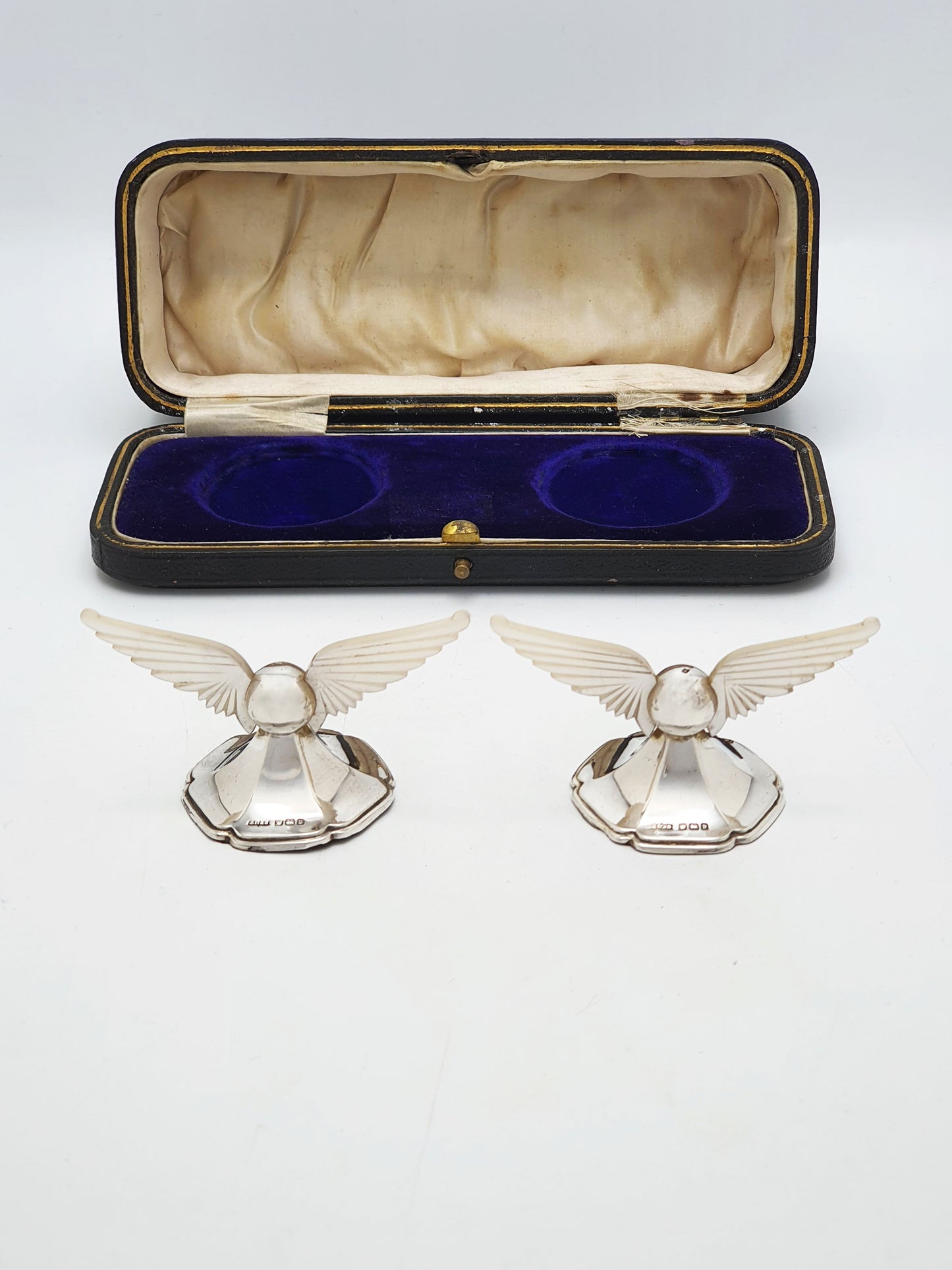 Fabulous Antique Sterling Silver And Mother Of Pearl Winged Knife Rests - 1913
