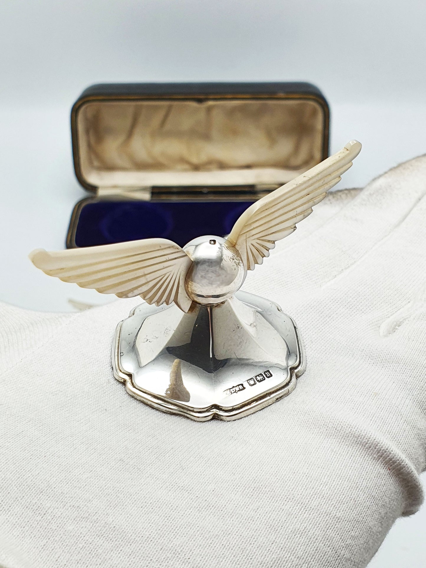 Fabulous Antique Sterling Silver And Mother Of Pearl Winged Knife Rests - 1913