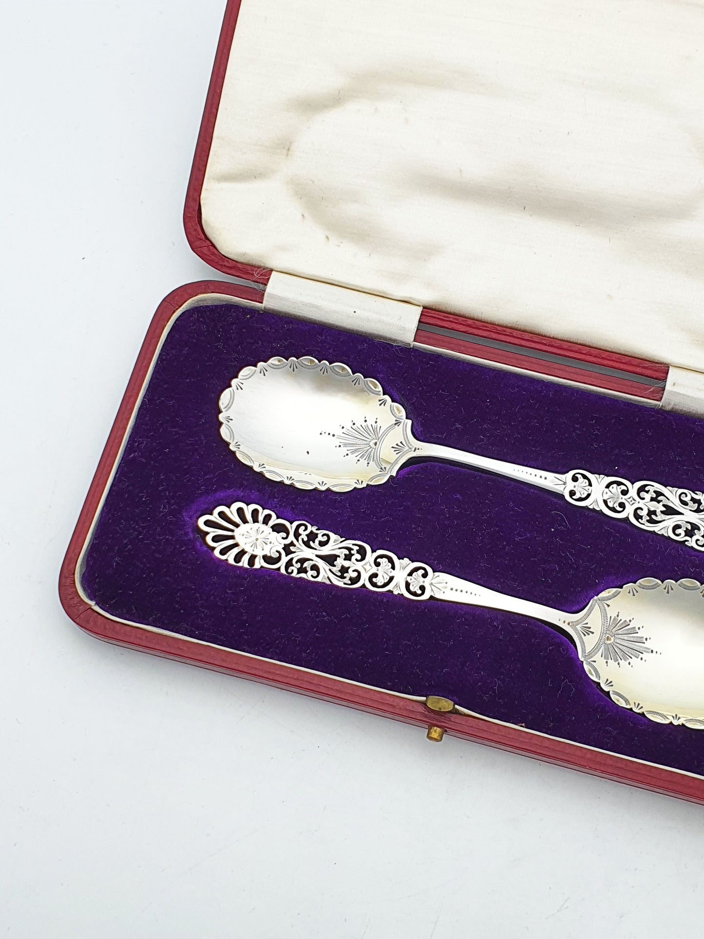 Stunning Pair of Antique Edwardian Sterling Silver Spoons - 1902