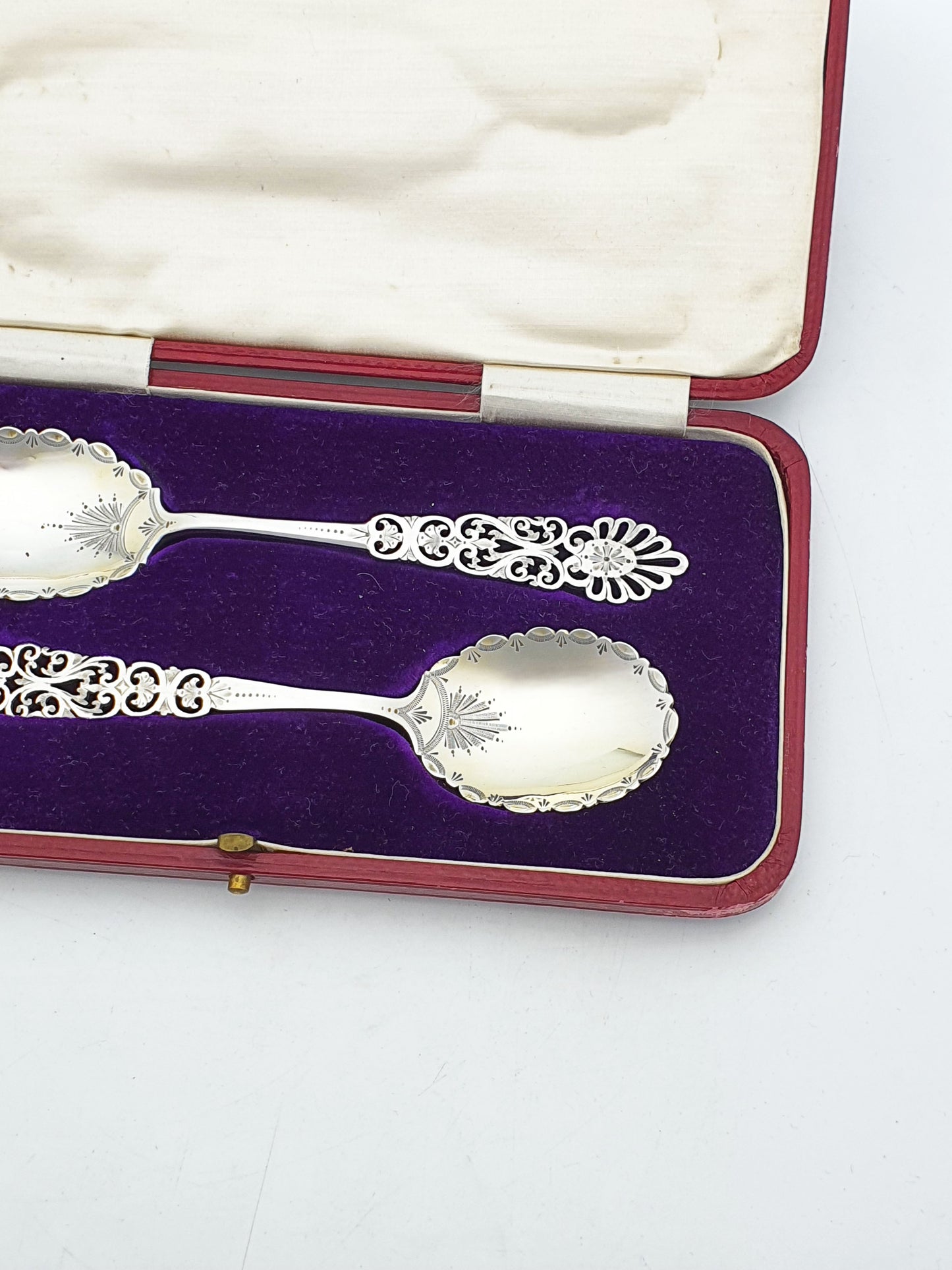 Stunning Pair of Antique Edwardian Sterling Silver Spoons - 1902