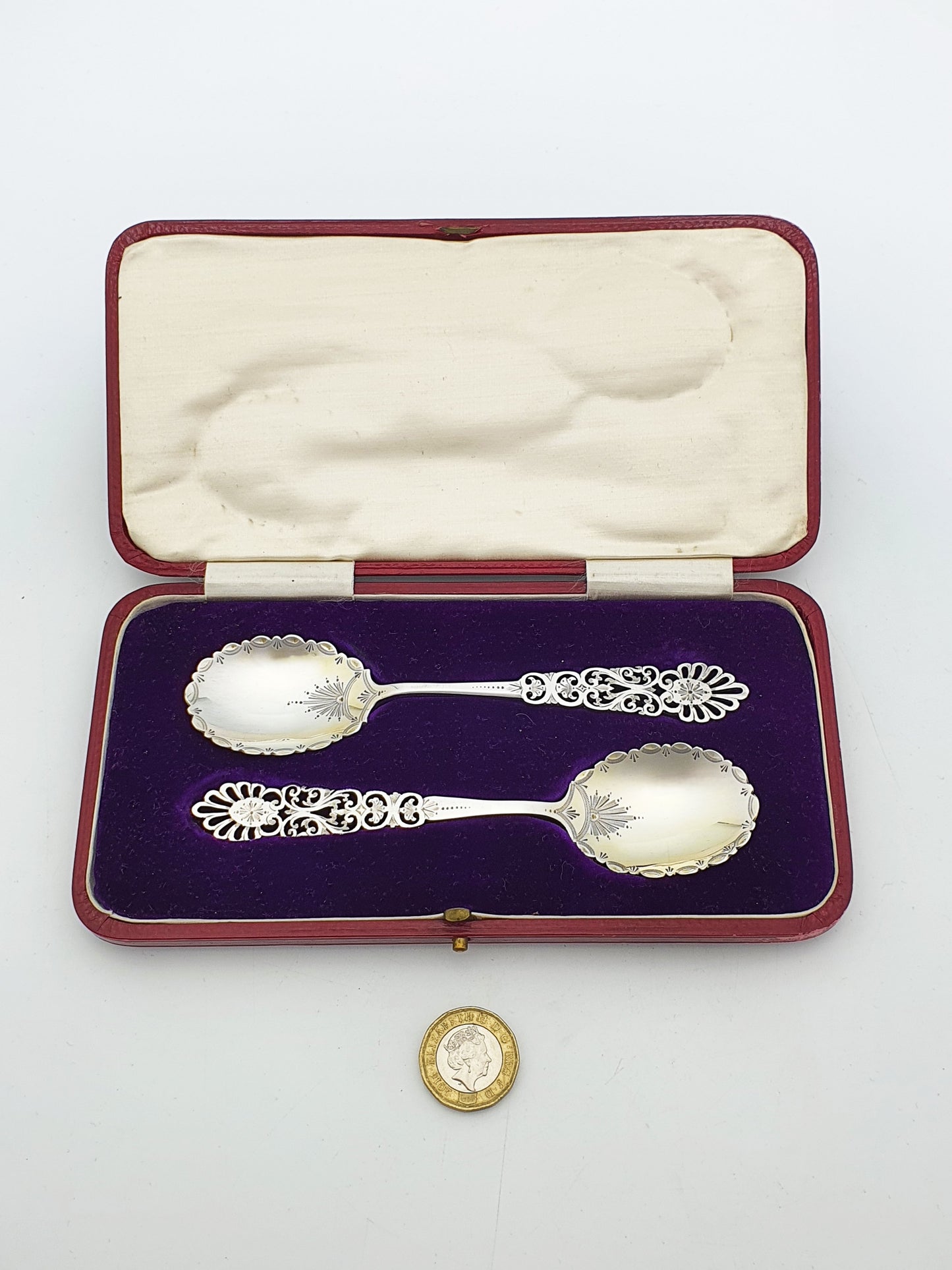 Stunning Pair of Antique Edwardian Sterling Silver Spoons - 1902