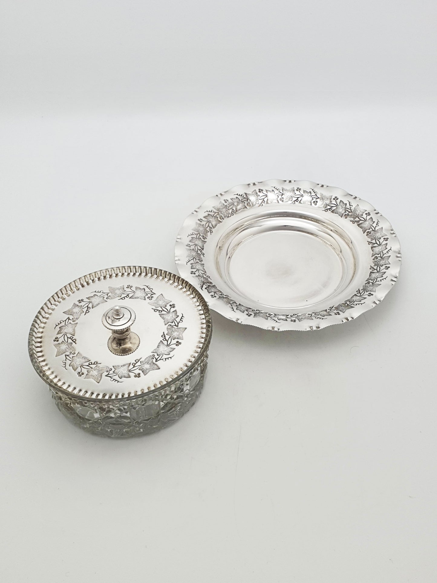 Antique Victorian Silver Plate and Cut Glass Butter Dish – circa 1890