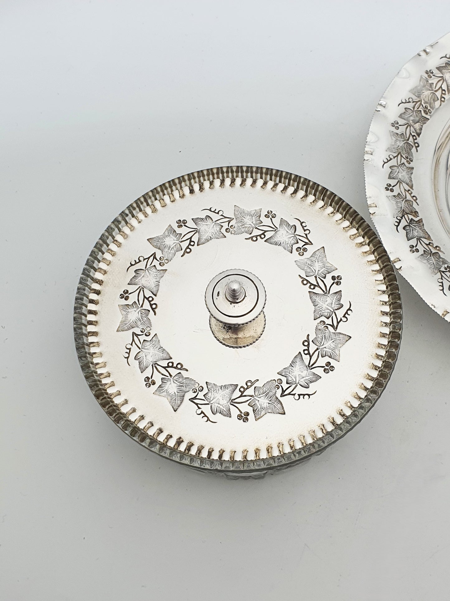 Antique Victorian Silver Plate and Cut Glass Butter Dish – circa 1890