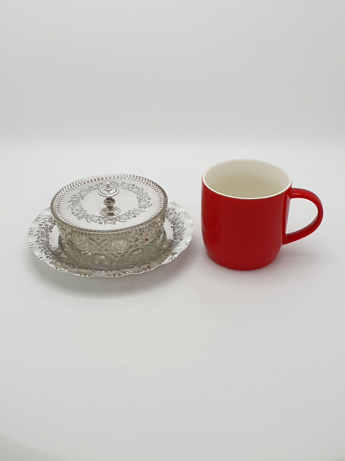 Antique Victorian Silver Plate and Cut Glass Butter Dish – circa 1890