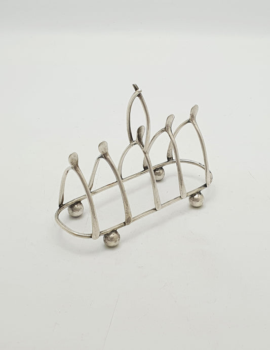 Antique Victorian Sterling Silver Wishbone Toast Rack - 1898