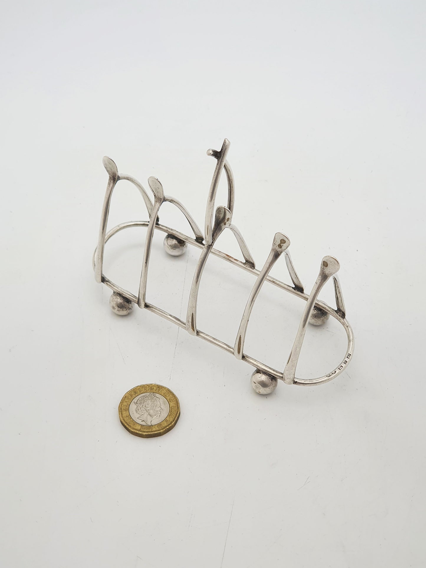 Antique Victorian Sterling Silver Wishbone Toast Rack - 1898