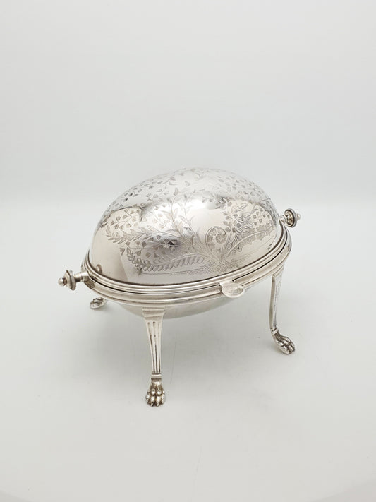 Antique Victorian Silver Plated Engraved Revolving Butter Dish – circa 1880