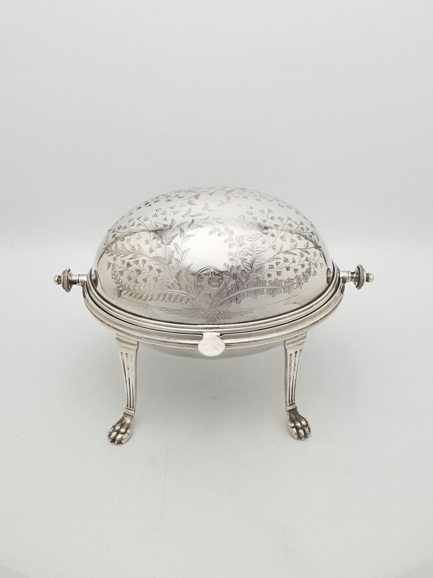Antique Victorian Silver Plated Engraved Revolving Butter Dish – circa 1880