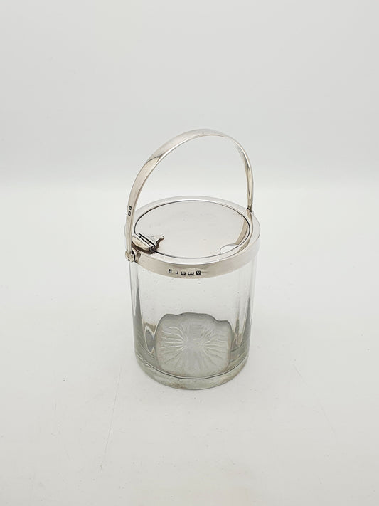 Nice Antique Sterling Silver and Cut Glass Condiment Jar – 1920