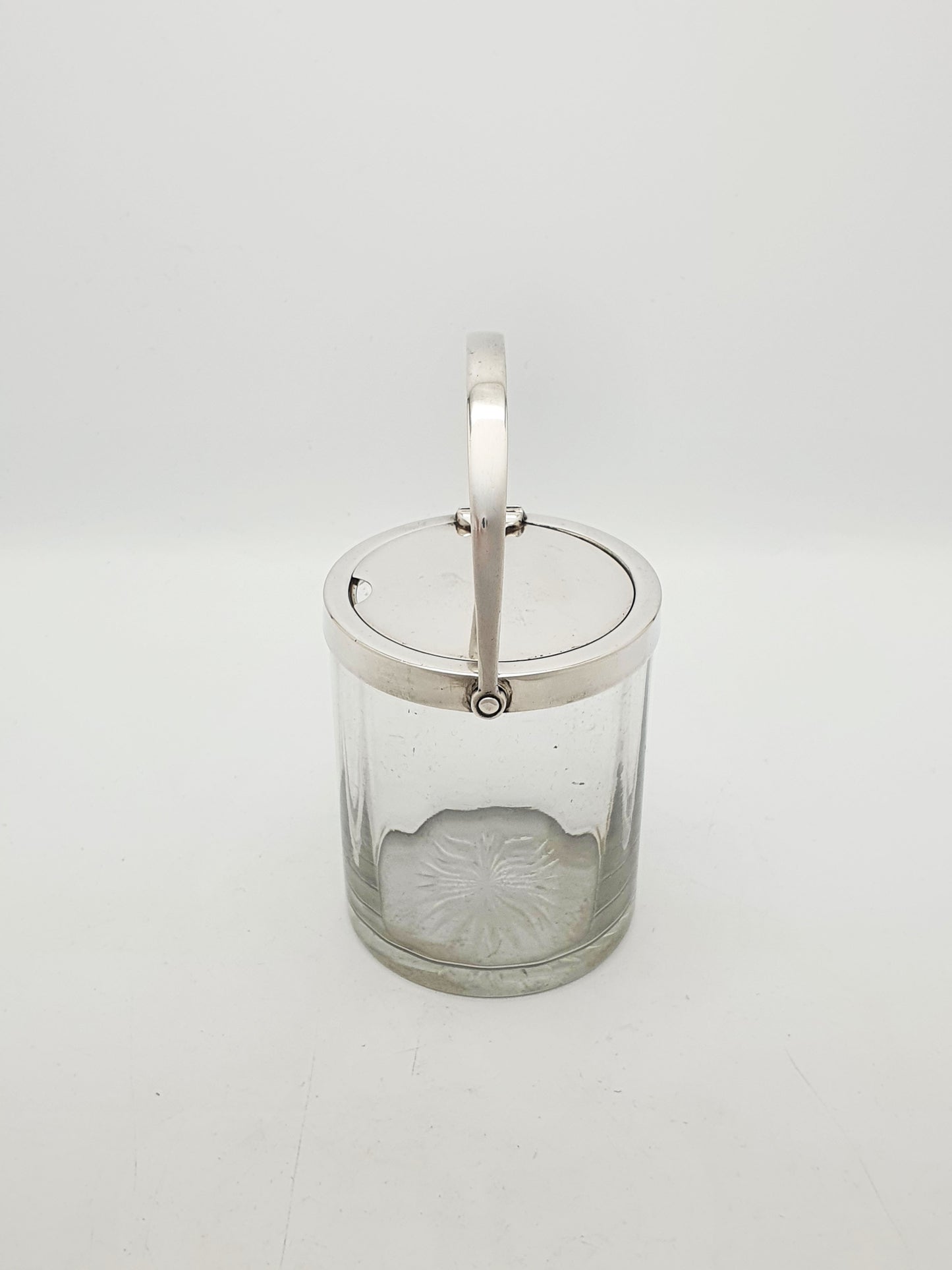 Nice Antique Sterling Silver and Cut Glass Condiment Jar – 1920