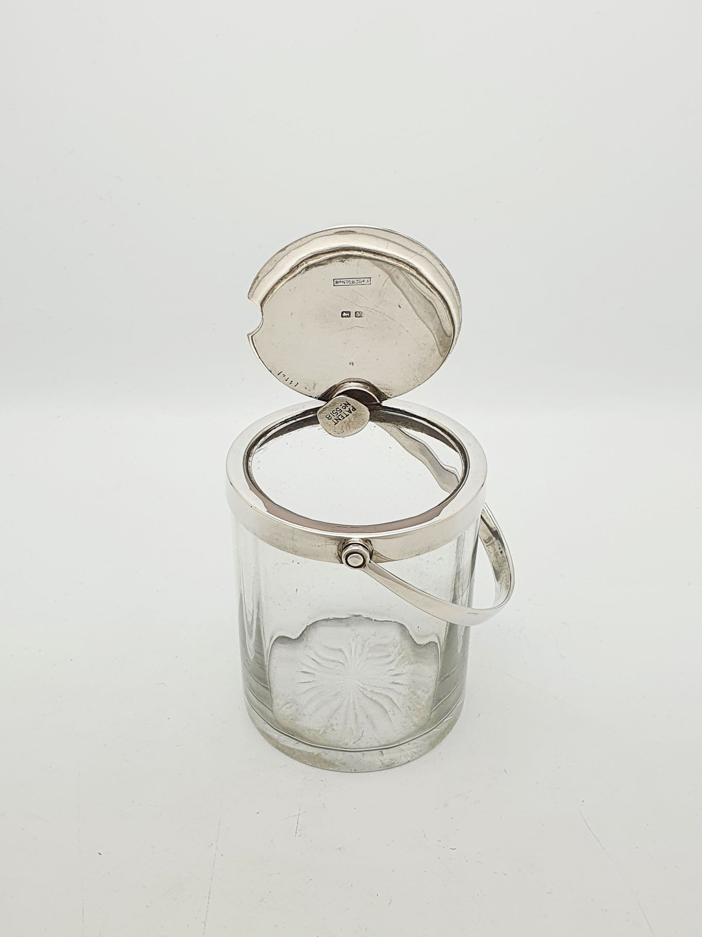 Nice Antique Sterling Silver and Cut Glass Condiment Jar – 1920