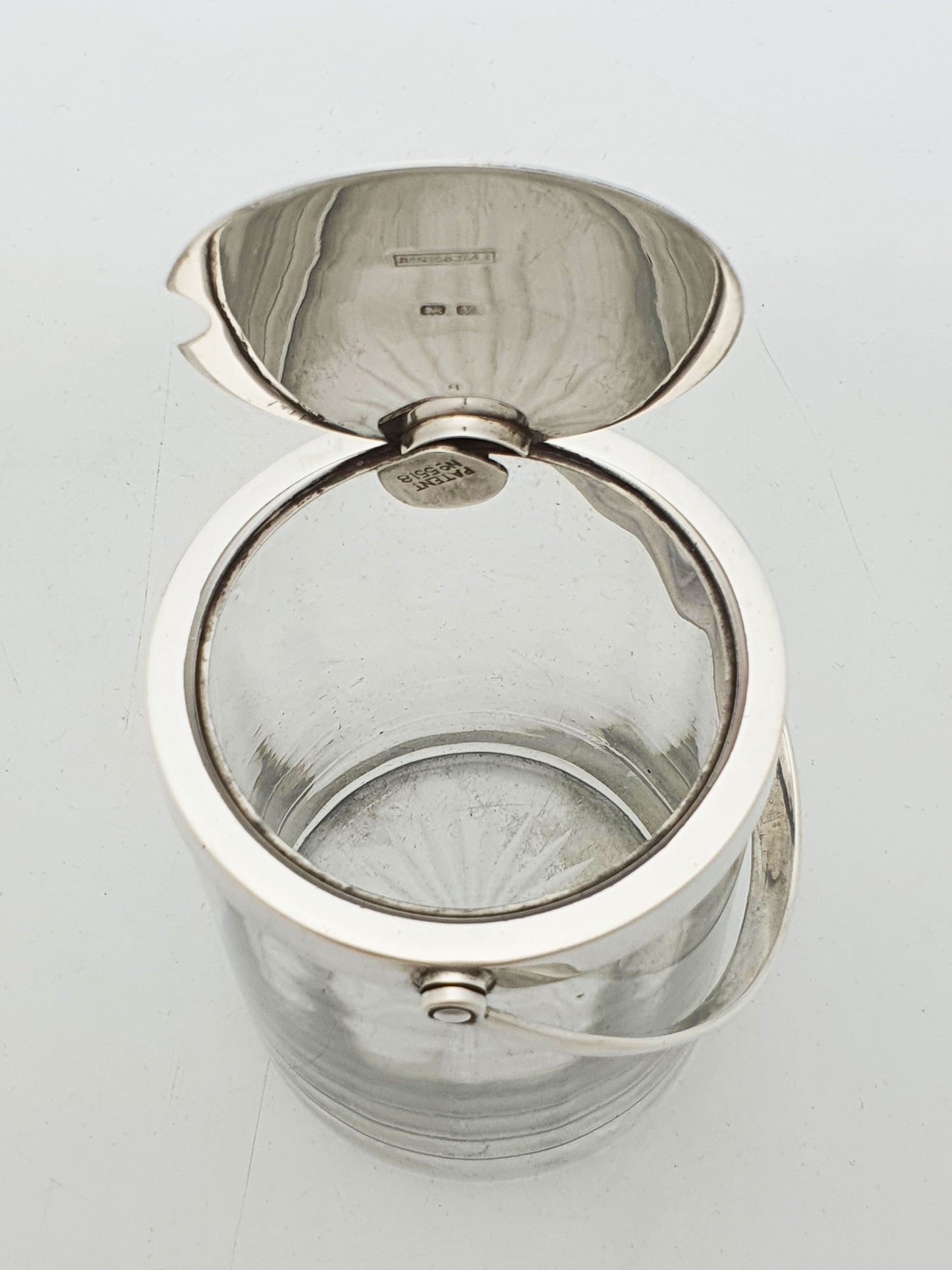 Nice Antique Sterling Silver and Cut Glass Condiment Jar – 1920