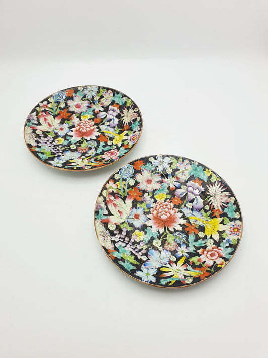 Pair of Antique Chinese Guangxu Millefleur Porcelain Plates – circa 1900
