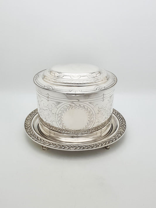 Antique Victorian Silver Plated Engraved Biscuit Box – circa 1880