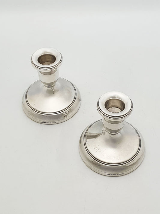 Pair of Vintage  Millennium Sterling Silver Dwarf Candlesticks - 2000