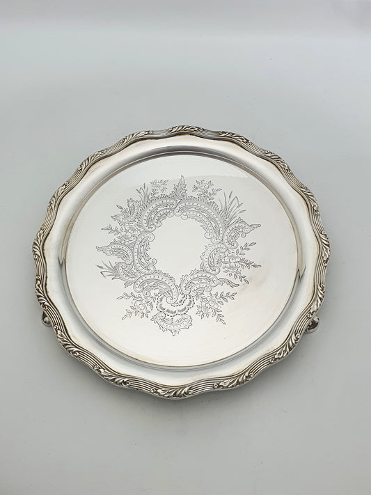 Antique Silver-Plated Rococo Revival Footed Salver/Tray - circa 1890