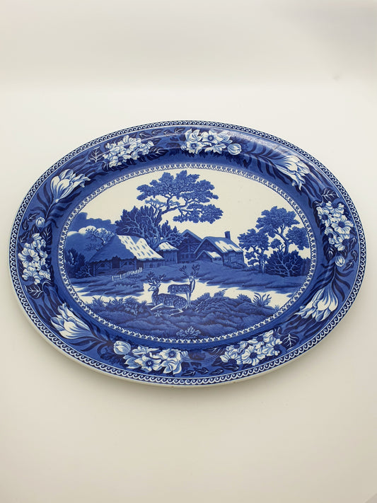 Antique Wedgwood Fallow Deer Blue And White Transferware Platter – circa 1905