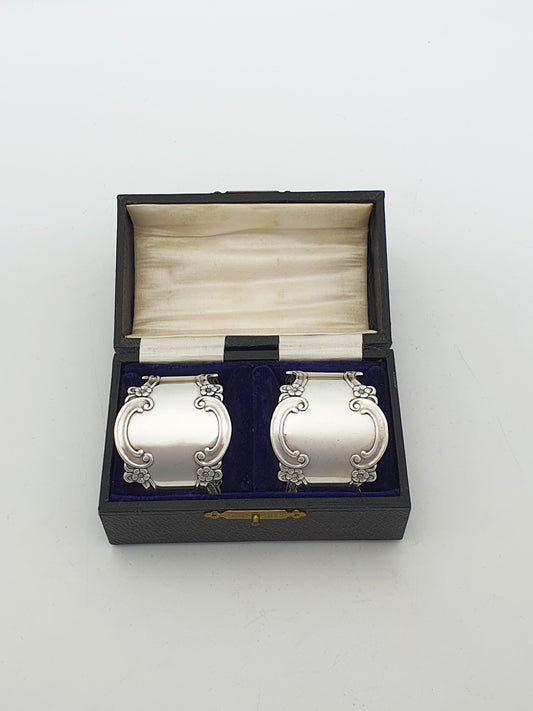 Antique Victorian Sterling Silver Pair Of Floral Napkin Rings – 1900