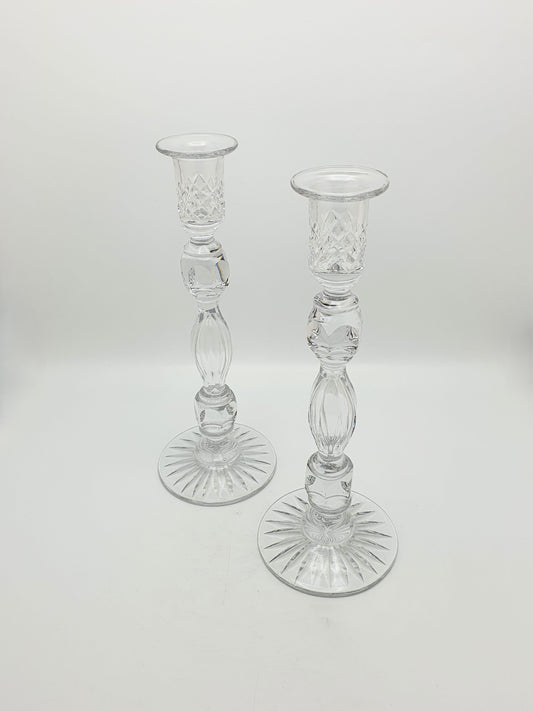 Fantastic Pair of Tall Antique Cut Glass Candlesticks – circa 1920