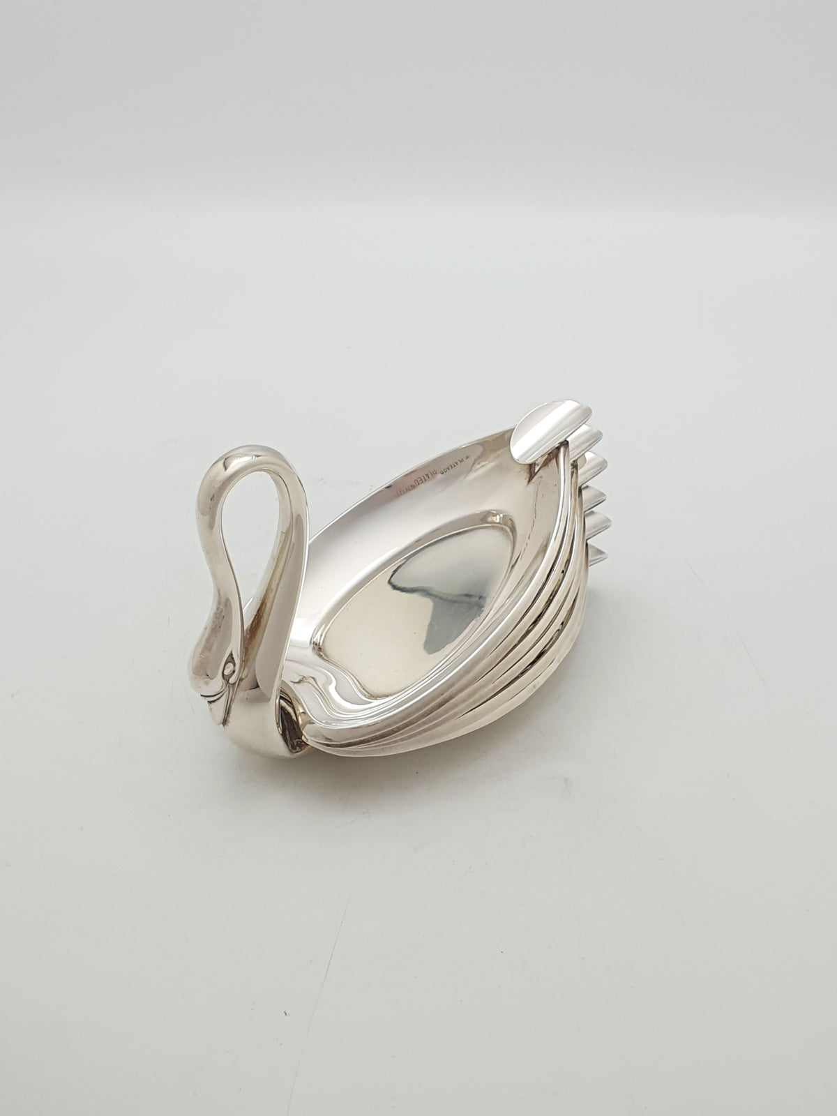 Vintage Set Of Six Spanish Silver Plated Swan Shaped Ash Trays – circa 1960