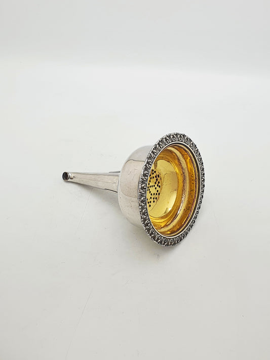 Elegant Antique Victorian Silver Plated Wine Funnel With Gilt Strainer – circa 1840