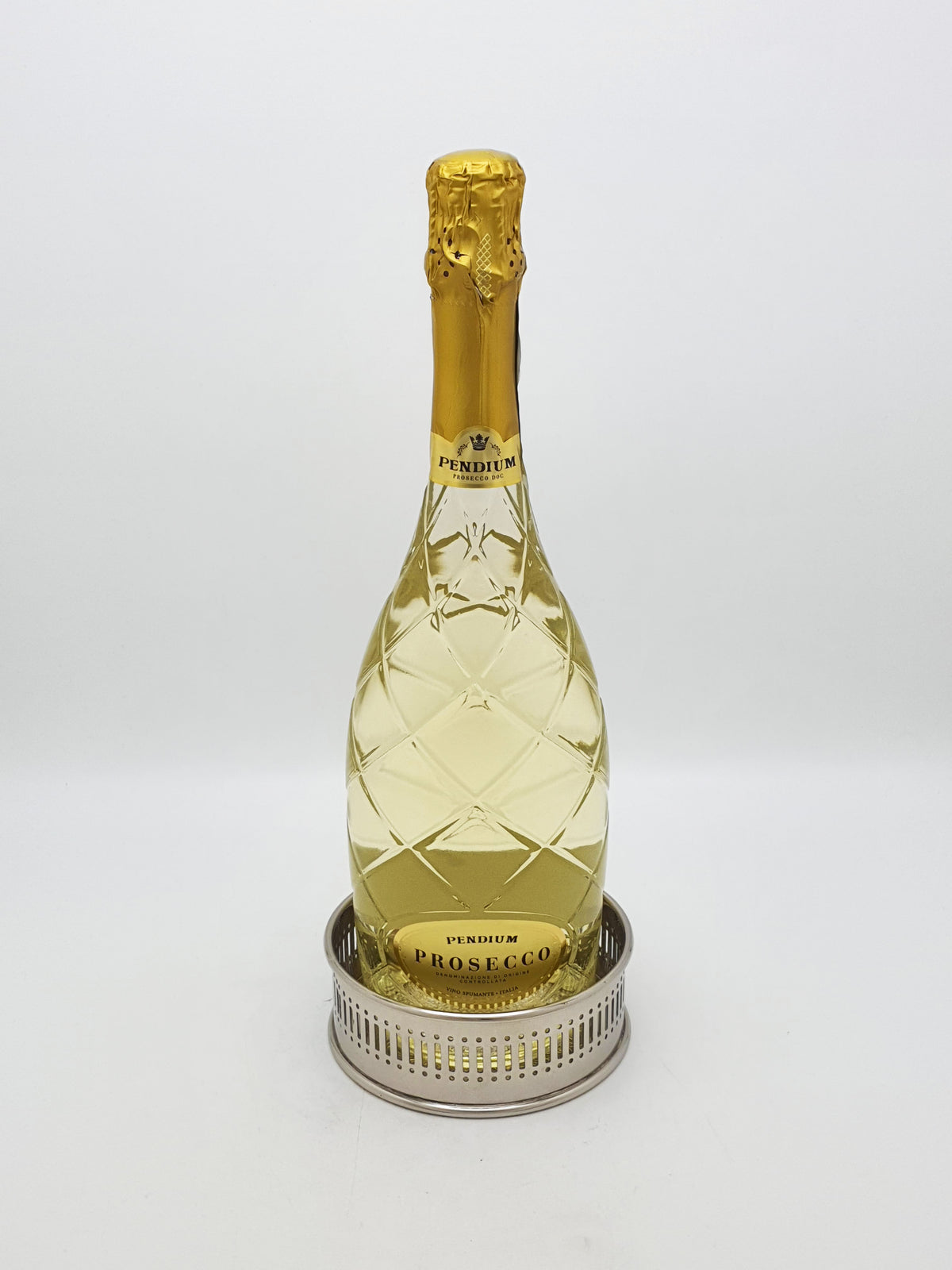 Pair of Vintage Silver Plated Embossed Wine Bottle Coasters – circa 1960