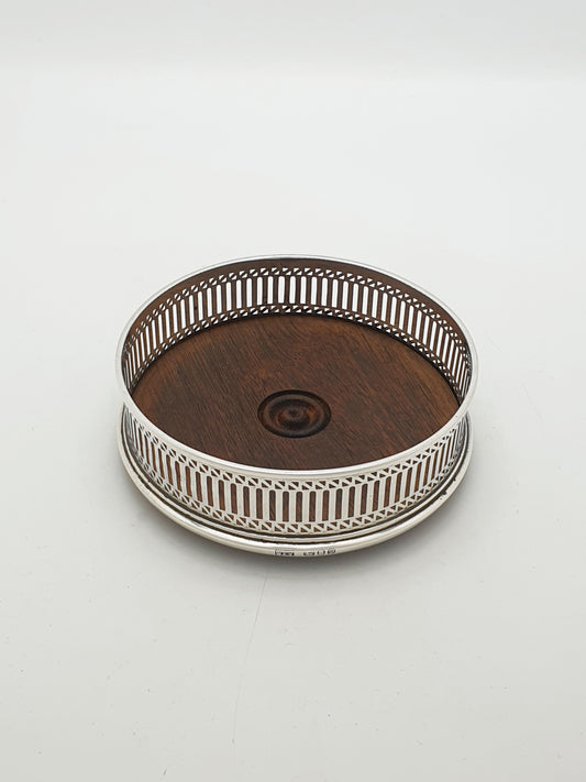 Elizabeth II Sterling Silver Wine Bottle Coaster With Pierced Gallery – London 1984