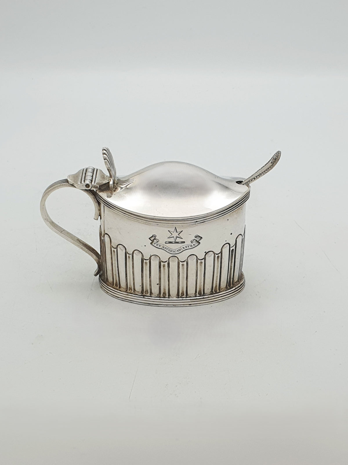 Antique Edwardian Silver Plated Mustard Pot With Cobalt Glass – circa 1905