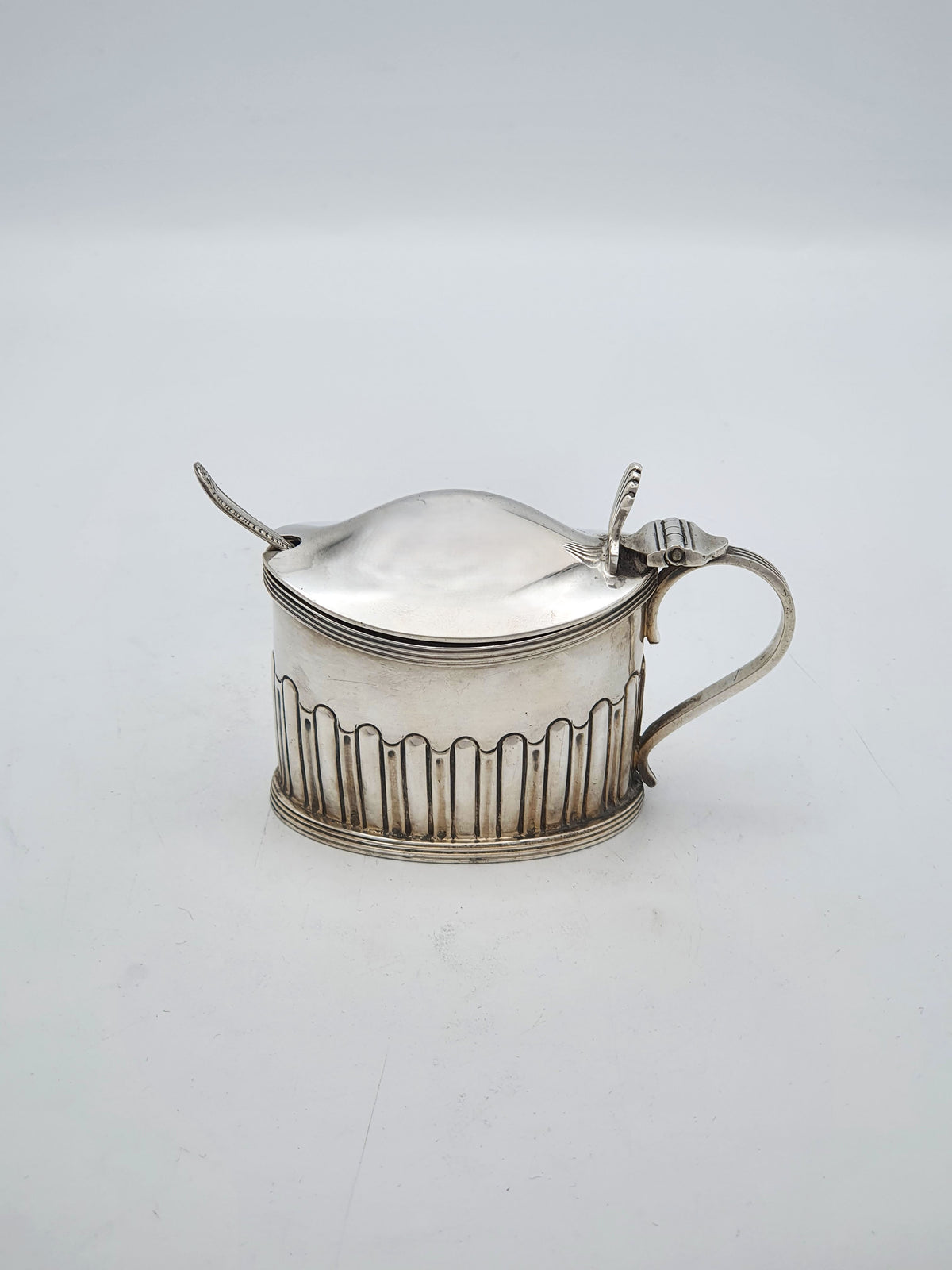 Antique Edwardian Silver Plated Mustard Pot With Cobalt Glass – circa 1905