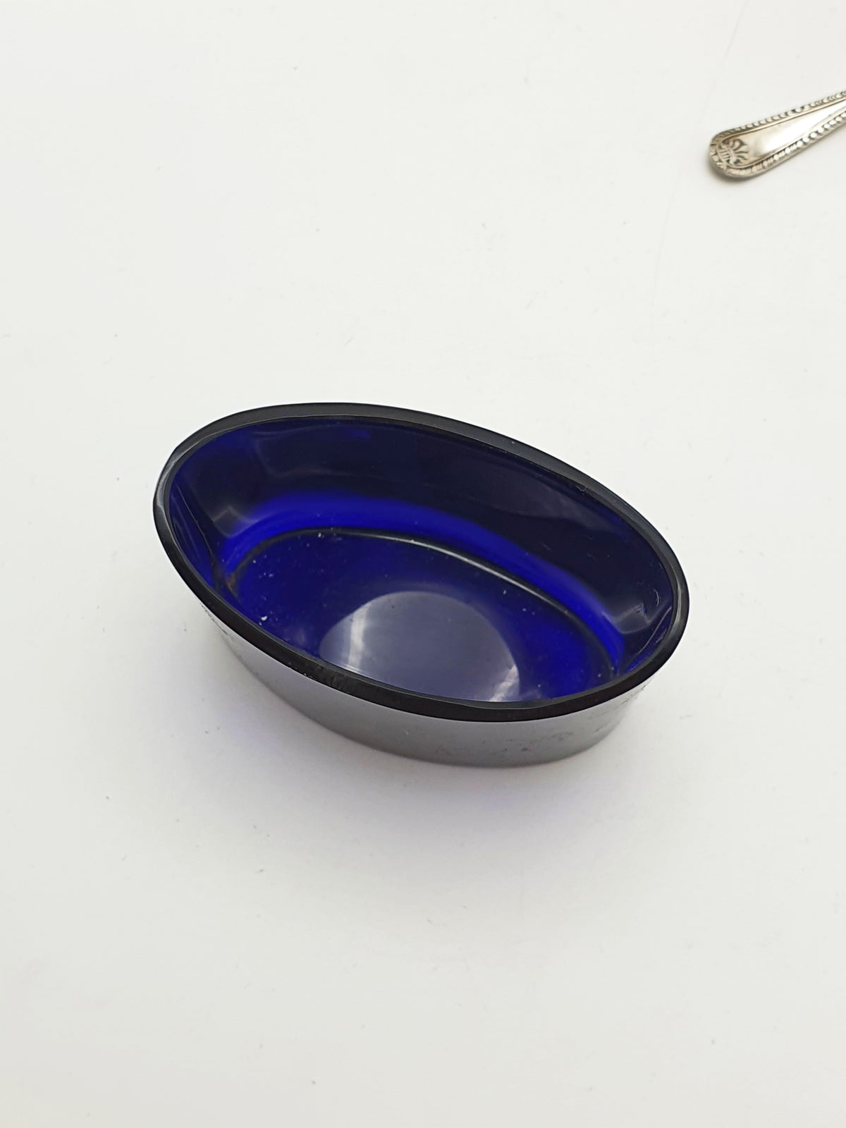 Antique Edwardian Silver Plated Mustard Pot With Cobalt Glass – circa 1905