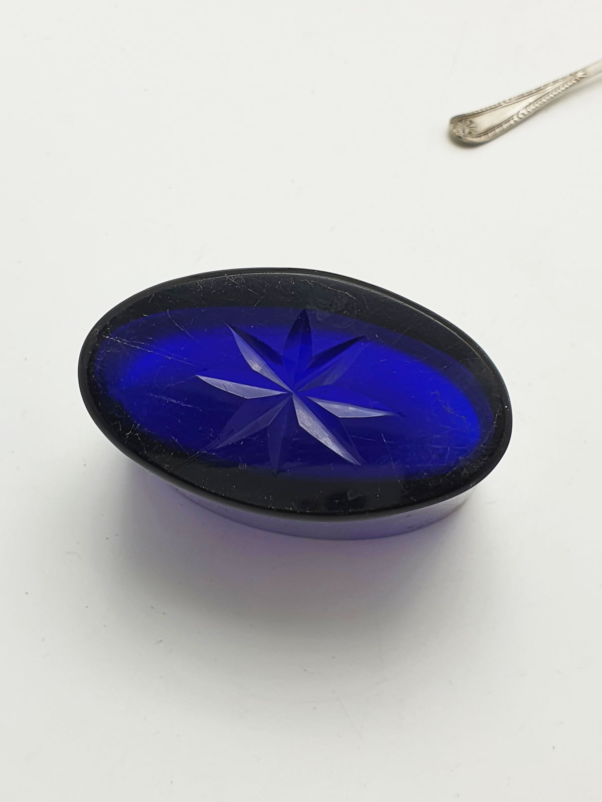 Antique Edwardian Silver Plated Mustard Pot With Cobalt Glass – circa 1905