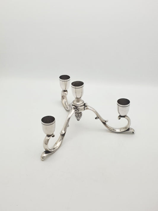 Vintage Silver-Plated Four-Light Low Candelabrum With Scroll Arms – circa 1960