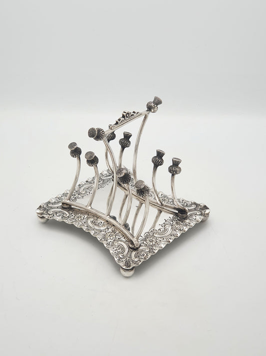 Antique Silver Plated Scottish Style Thistle Toast Rack – circa 1890