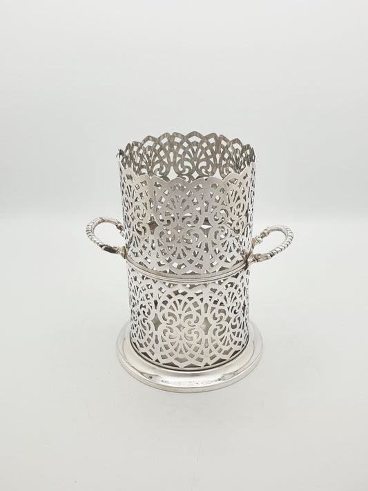 Antique Edwardian Silver-Plated Pierced Bottle Holder – circa 1905