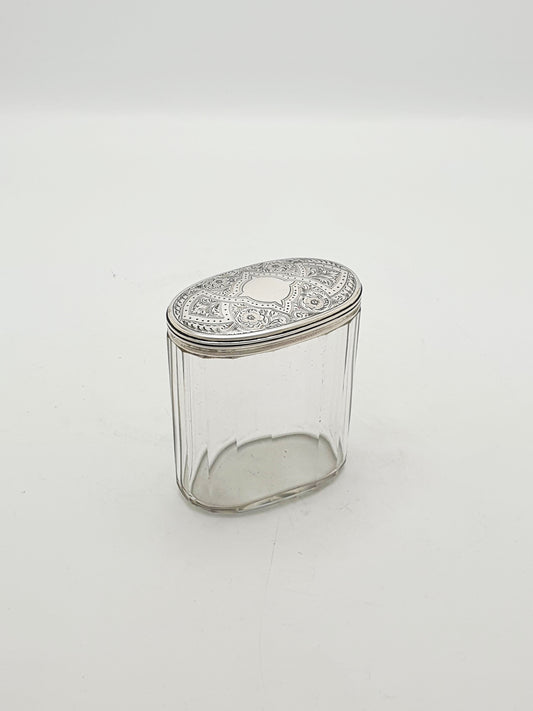 Stunning Antique Victorian Sterling Silver And Glass Jar - 1883