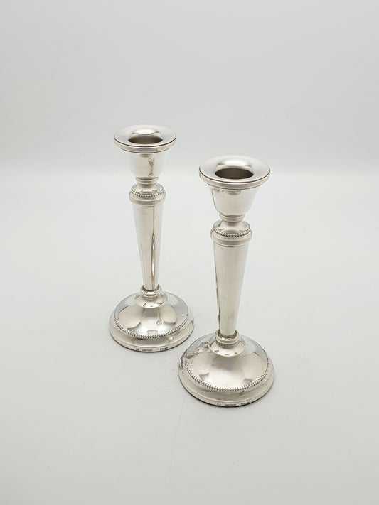 Pair of Vintage Elizabeth II Sterling Silver Candlesticks - 1989