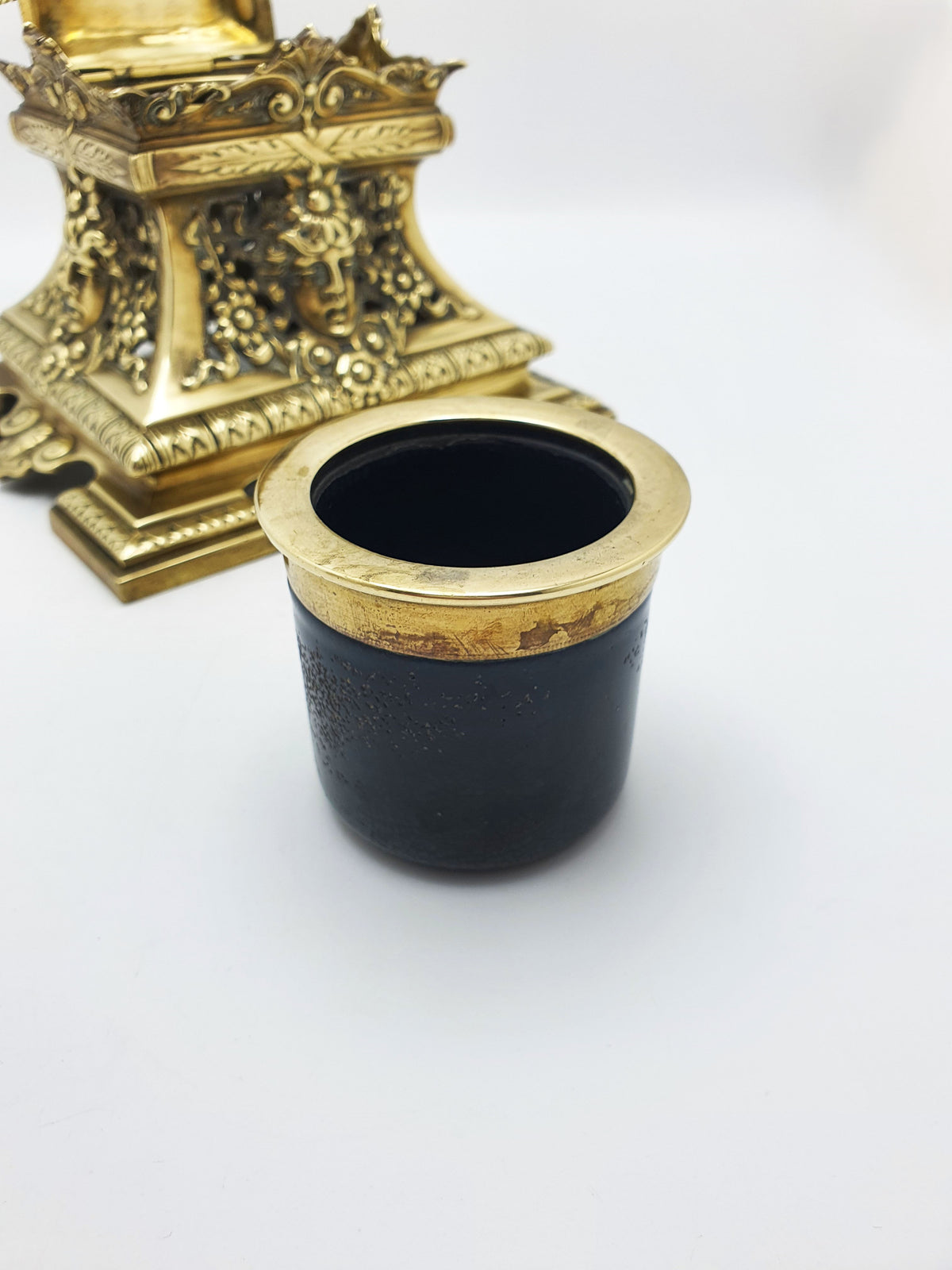 Fabulous Large Grand Tour Brass Inkwell With Eagle Finial – circa 1880
