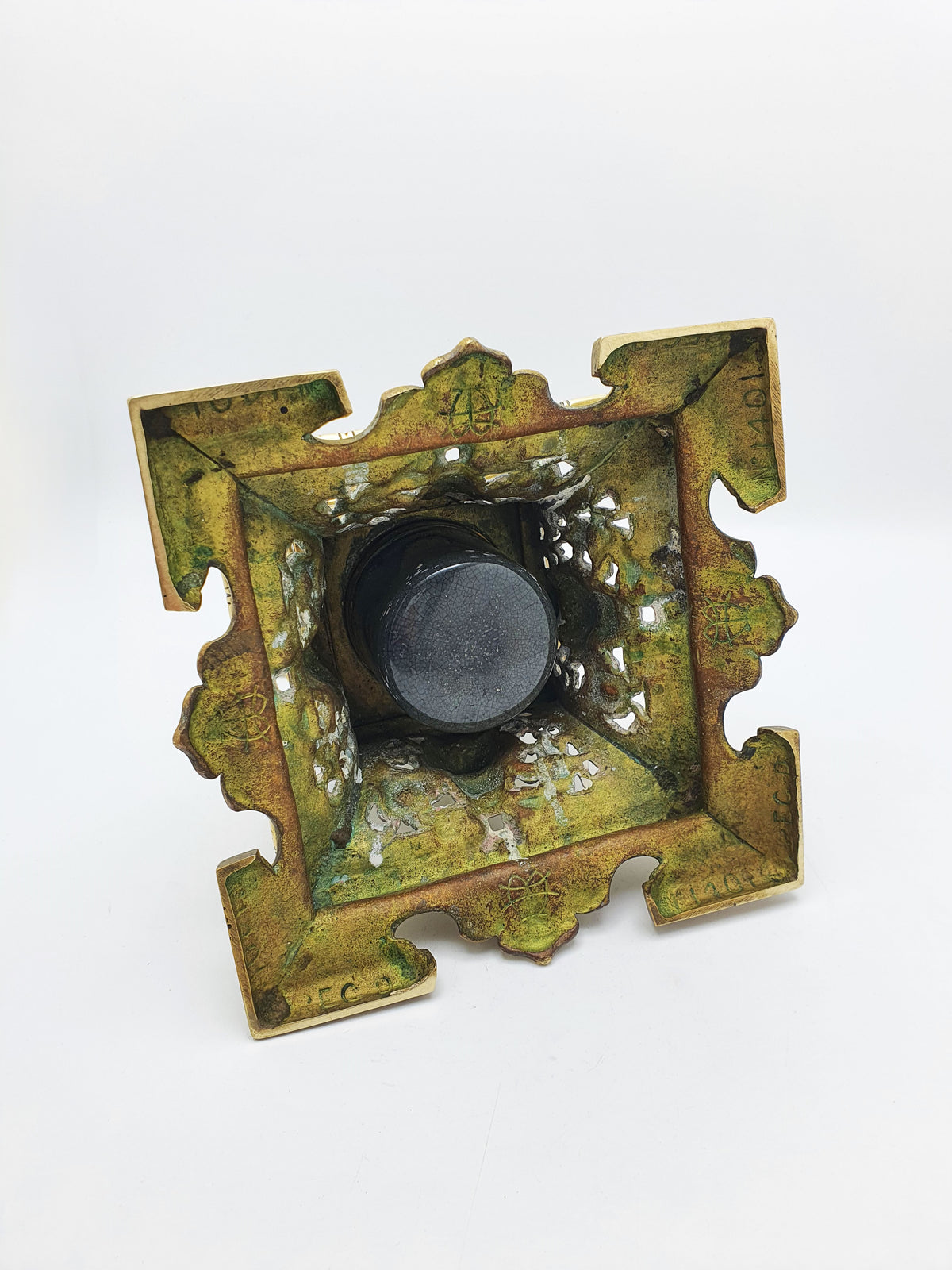 Fabulous Large Grand Tour Brass Inkwell With Eagle Finial – circa 1880