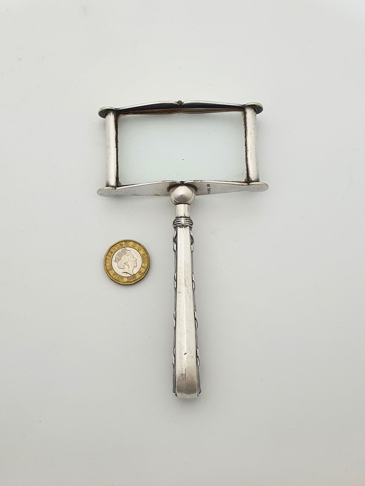 Antique Edwardian Sterling Silver Rectangular Magnifying Glass - 1908